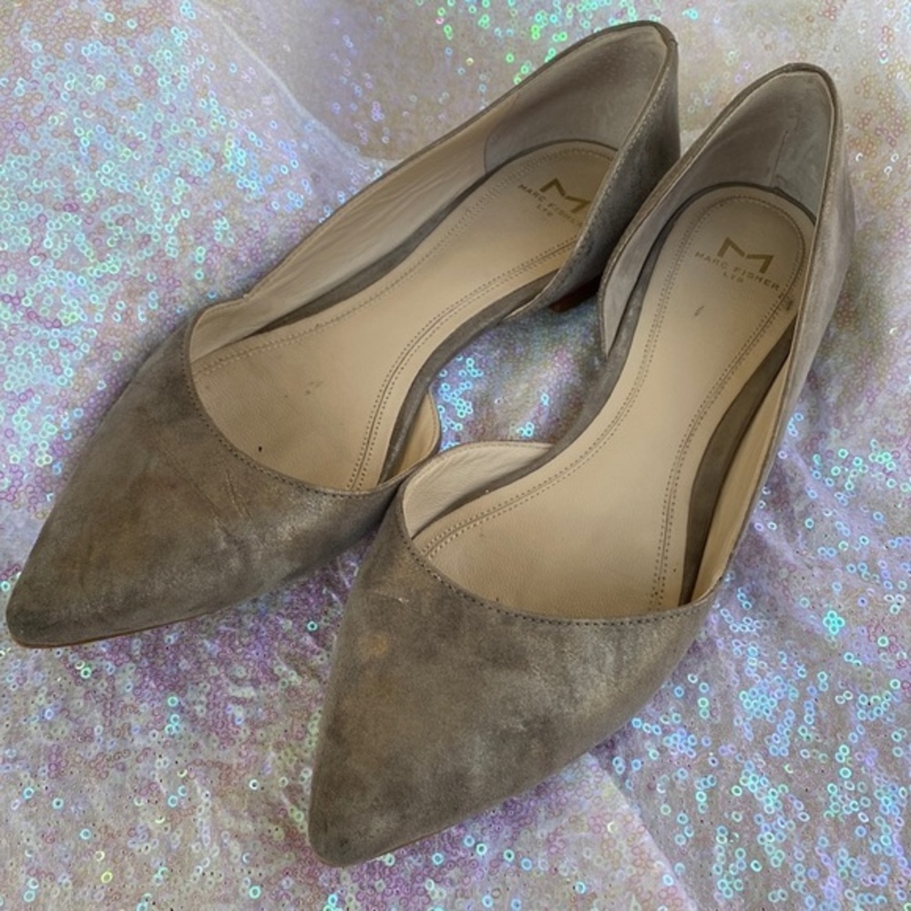 Marc Fisher LTD Sunny Suede d'Orsay Flats Size 7 Pewter